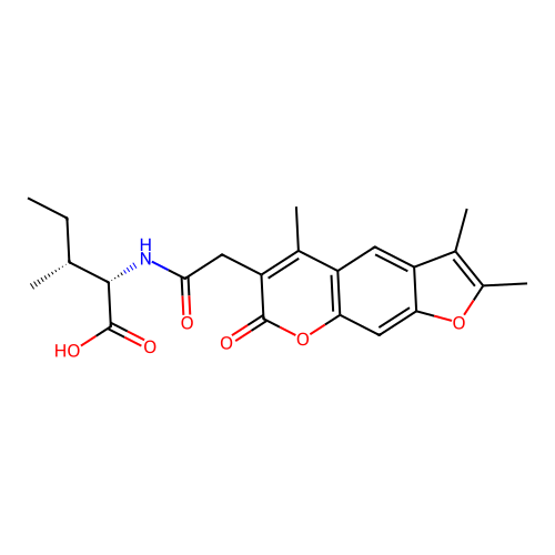 (2S,3R)-3-methyl-2-(2-(2,3,5-trimethyl-7-oxo-7H-furo[3,2-g]chromen-6-yl)acetamido)pentanoic acid structure