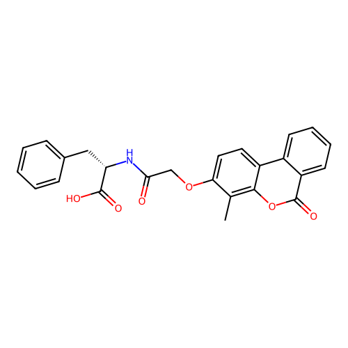 (S)-2-(2-((4-methyl-6-oxo-6H-benzo[c]chromen-3-yl)oxy)acetamido)-3-phenylpropanoic acid structure