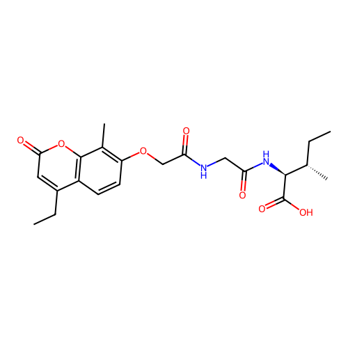 (2S,3S)-2-(2-(2-((4-ethyl-8-methyl-2-oxo-2H-chromen-7-yl)oxy)acetamido)acetamido)-3-methylpentanoic acid structure