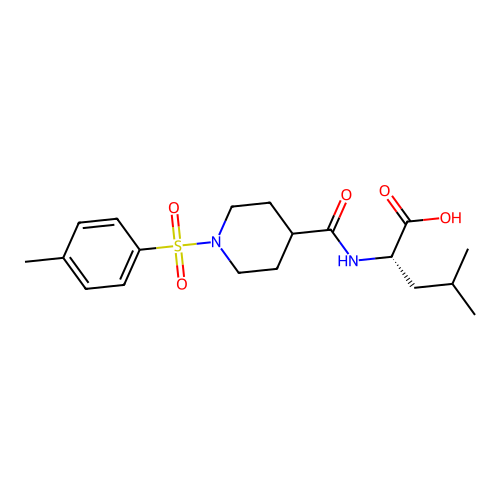 (S)-4-methyl-2-(1-tosylpiperidine-4-carboxamido)pentanoic acid structure