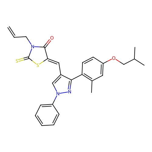 (5Z)-5-({3-[2-methyl-4-(2-methylpropoxy)phenyl]-1-phenyl-1H-pyrazol-4-yl}methylidene)-3-(prop-2-en-1-yl)-2-thioxo-1,3-thiazolidin-4-one structure