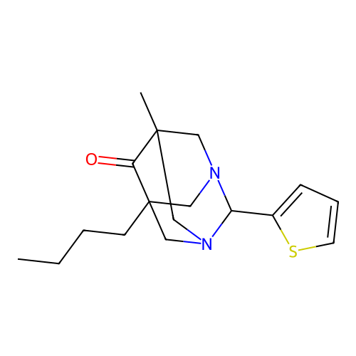 1,3-Diazatricyclo[3.3.1.1(3,7)]decan-6-one, 5-butyl-7-methyl-2-(2-thienyl)- structure