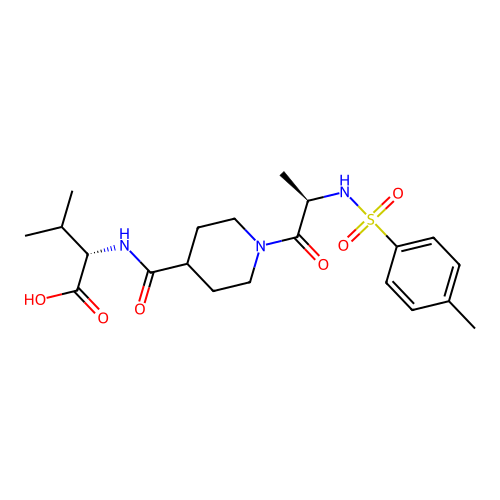 (2S)-3-methyl-2-[[1-[(2R)-2-[(4-methylphenyl)sulfonylamino]propanoyl]piperidine-4-carbonyl]amino]butanoic acid structure