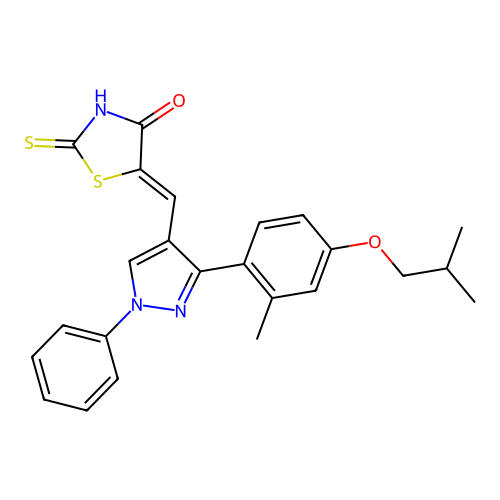 (5Z)-5-({3-[2-methyl-4-(2-methylpropoxy)phenyl]-1-phenyl-1H-pyrazol-4-yl}methylidene)-2-thioxo-1,3-thiazolidin-4-one structure