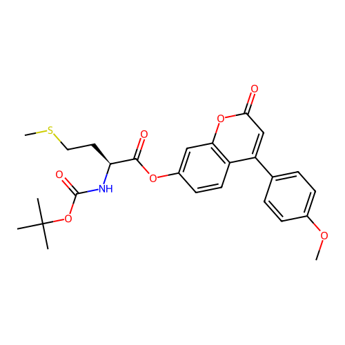 (S)-4-(4-methoxyphenyl)-2-oxo-2H-chromen-7-yl 2-((tert-butoxycarbonyl)amino)-4-(methylthio)butanoate structure