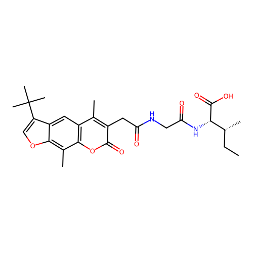 (2S,3R)-2-(2-(2-(3-(tert-butyl)-5,9-dimethyl-7-oxo-7H-furo[3,2-g]chromen-6-yl)acetamido)acetamido)-3-methylpentanoic acid structure