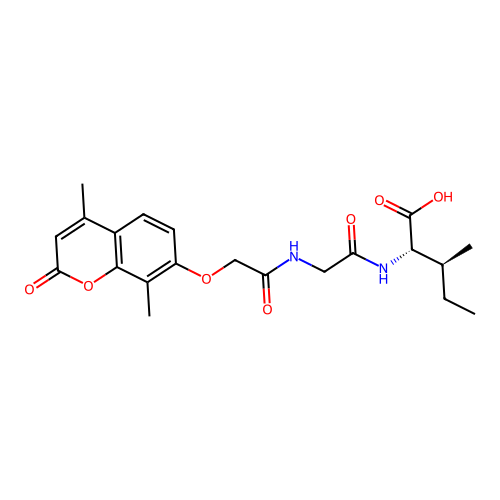 (2S,3S)-2-(2-(2-((4,8-dimethyl-2-oxo-2H-chromen-7-yl)oxy)acetamido)acetamido)-3-methylpentanoic acid structure