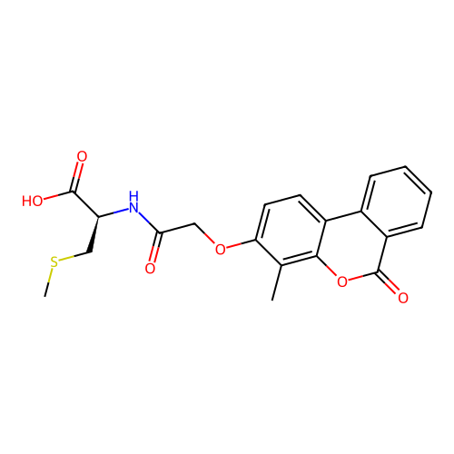 (R)-2-(2-((4-methyl-6-oxo-6H-benzo[c]chromen-3-yl)oxy)acetamido)-3-(methylthio)propanoic acid structure