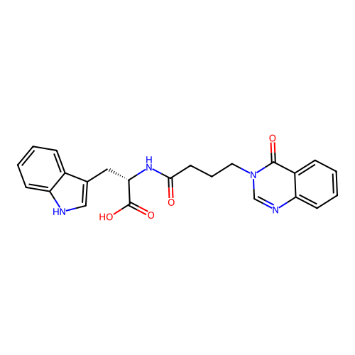 (S)-3-(1H-indol-3-yl)-2-(4-(4-oxoquinazolin-3(4H)-yl)butanamido)propanoic acid structure