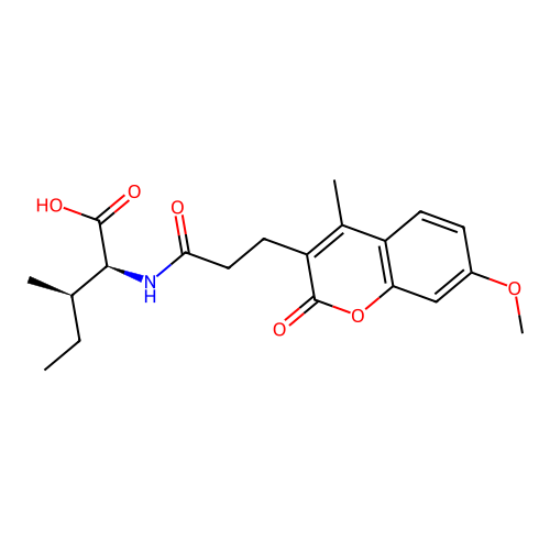 (2S,3R)-2-(3-(7-methoxy-4-methyl-2-oxo-2H-chromen-3-yl)propanamido)-3-methylpentanoic acid structure