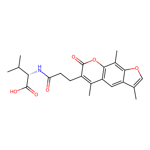 (S)-3-methyl-2-(3-(3,5,9-trimethyl-7-oxo-7H-furo[3,2-g]chromen-6-yl)propanamido)butanoic acid structure