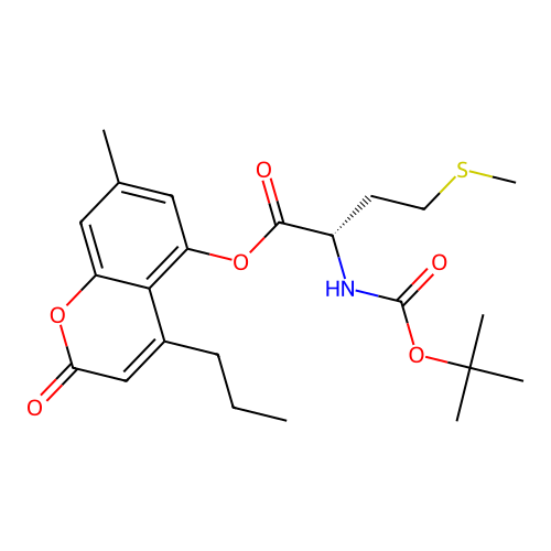 (S)-7-methyl-2-oxo-4-propyl-2H-chromen-5-yl 2-((tert-butoxycarbonyl)amino)-4-(methylthio)butanoate structure
