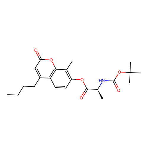 (S)-4-butyl-8-methyl-2-oxo-2H-chromen-7-yl 2-((tert-butoxycarbonyl)amino)propanoate structure