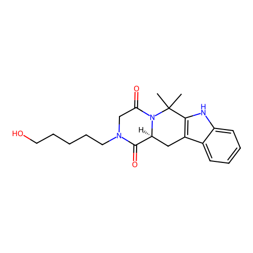 (12aS)-2-(5-hydroxypentyl)-6,6-dimethyl-2,3,6,7,12,12a-hexahydropyrazino[1',2':1,6]pyrido[3,4-b]indole-1,4-dione structure