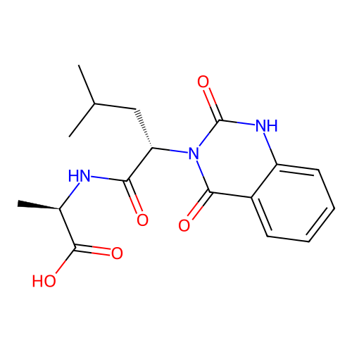 (R)-2-((S)-2-(2,4-dioxo-1,2-dihydroquinazolin-3(4H)-yl)-4-methylpentanamido)propanoic acid structure
