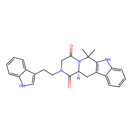 (12aS)-2-[2-(1H-indol-3-yl)ethyl]-6,6-dimethyl-2,3,6,7,12,12a-hexahydropyrazino[1',2':1,6]pyrido[3,4-b]indole-1,4-dione structure