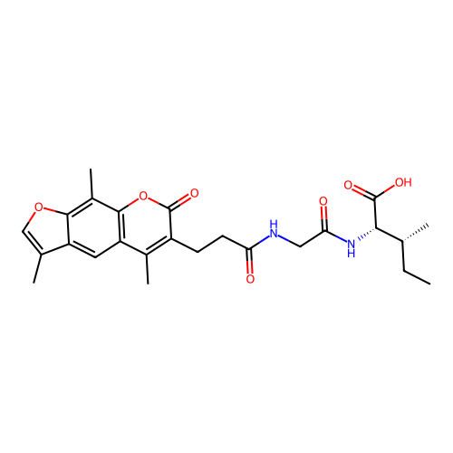 (2S,3R)-3-methyl-2-(2-(3-(3,5,9-trimethyl-7-oxo-7H-furo[3,2-g]chromen-6-yl)propanamido)acetamido)pentanoic acid structure