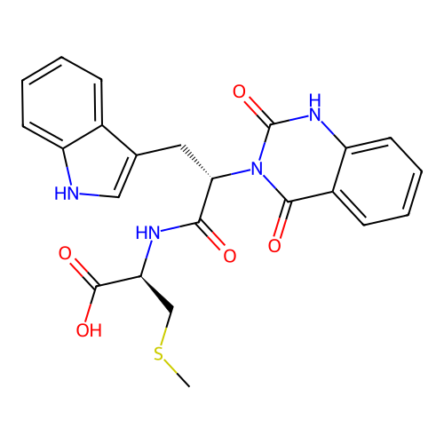 (R)-2-((S)-2-(2,4-dioxo-1,2-dihydroquinazolin-3(4H)-yl)-3-(1H-indol-3-yl)propanamido)-3-(methylthio)propanoic acid structure