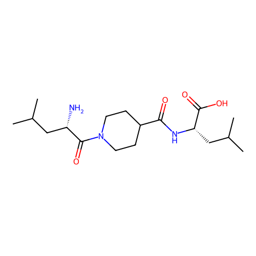 N-{[1-(L-leucyl)piperidin-4-yl]carbonyl}-L-leucine structure