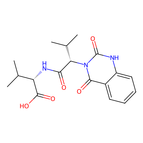 (S)-2-((S)-2-(2,4-dioxo-1,2-dihydroquinazolin-3(4H)-yl)-3-methylbutanamido)-3-methylbutanoic acid structure