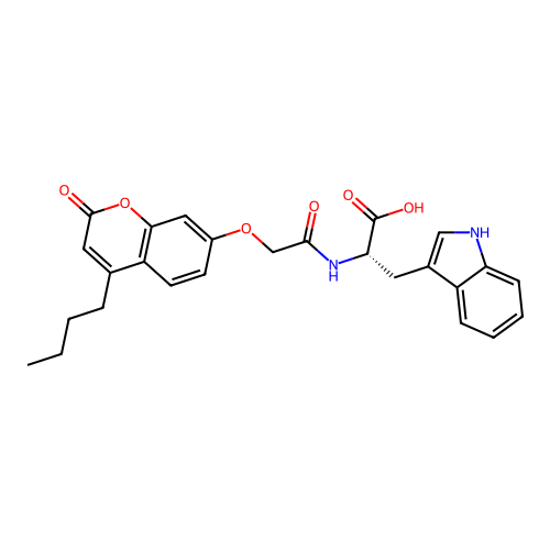 N-{[(4-butyl-2-oxo-2H-chromen-7-yl)oxy]acetyl}-L-tryptophan structure