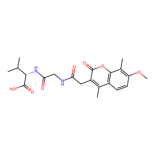 (S)-2-(2-(2-(7-methoxy-4,8-dimethyl-2-oxo-2H-chromen-3-yl)acetamido)acetamido)-3-methylbutanoic acid structure
