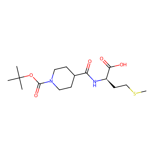 N-{[1-(tert-butoxycarbonyl)piperidin-4-yl]carbonyl}-D-methionine structure