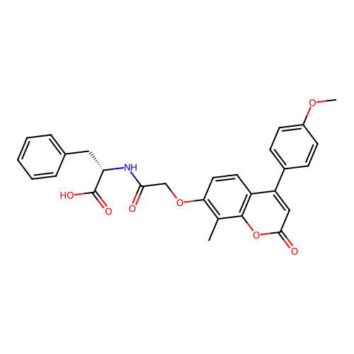 (S)-2-(2-((4-(4-methoxyphenyl)-8-methyl-2-oxo-2H-chromen-7-yl)oxy)acetamido)-3-phenylpropanoic acid structure