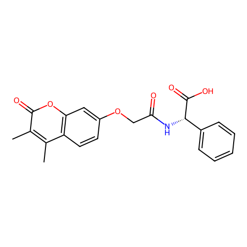 (S)-2-(2-((3,4-dimethyl-2-oxo-2H-chromen-7-yl)oxy)acetamido)-2-phenylacetic acid structure