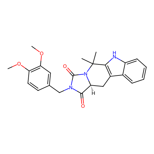 (11aS)-2-(3,4-dimethoxybenzyl)-5,5-dimethyl-5,6,11,11a-tetrahydro-1H-imidazo[1',5':1,6]pyrido[3,4-b]indole-1,3(2H)-dione structure