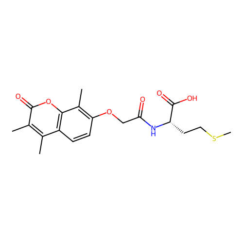 (S)-4-(methylthio)-2-(2-((3,4,8-trimethyl-2-oxo-2H-chromen-7-yl)oxy)acetamido)butanoic acid structure