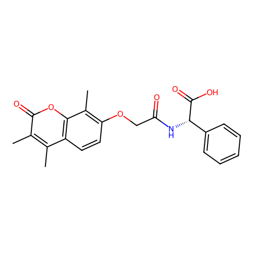 (S)-2-phenyl-2-(2-((3,4,8-trimethyl-2-oxo-2H-chromen-7-yl)oxy)acetamido)acetic acid structure