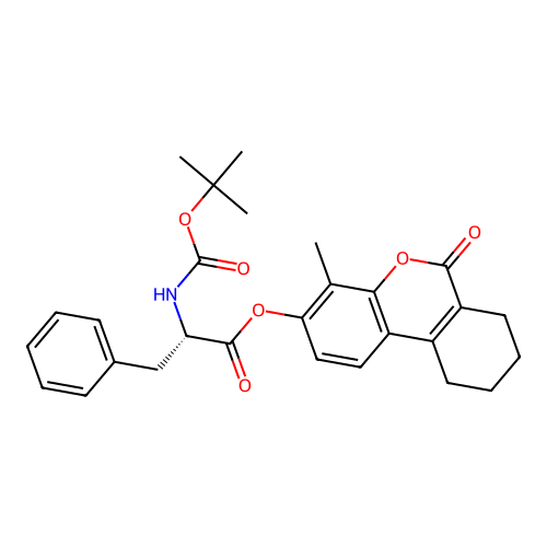 (S)-4-methyl-6-oxo-7,8,9,10-tetrahydro-6H-benzo[c]chromen-3-yl 2-((tert-butoxycarbonyl)amino)-3-phenylpropanoate structure