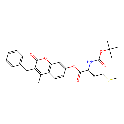 (S)-3-benzyl-4-methyl-2-oxo-2H-chromen-7-yl 2-((tert-butoxycarbonyl)amino)-4-(methylthio)butanoate structure