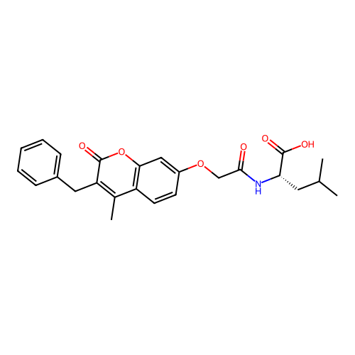 N-{[(3-benzyl-4-methyl-2-oxo-2H-chromen-7-yl)oxy]acetyl}-L-leucine structure