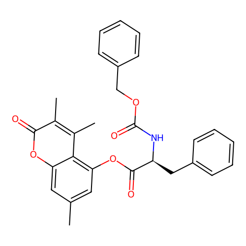 (S)-3,4,7-trimethyl-2-oxo-2H-chromen-5-yl 2-(((benzyloxy)carbonyl)amino)-3-phenylpropanoate structure