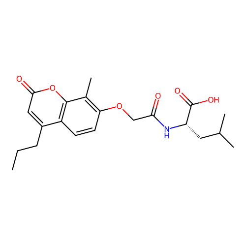 N-{[(8-methyl-2-oxo-4-propyl-2H-chromen-7-yl)oxy]acetyl}-L-leucine structure