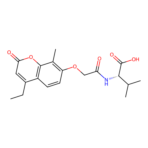 N-{[(4-ethyl-8-methyl-2-oxo-2H-chromen-7-yl)oxy]acetyl}-L-valine structure