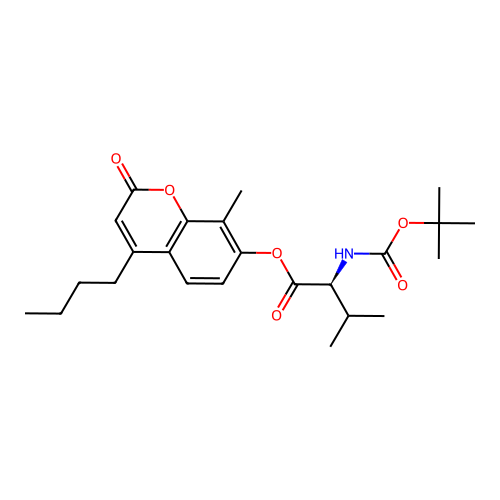 (S)-4-butyl-8-methyl-2-oxo-2H-chromen-7-yl 2-((tert-butoxycarbonyl)amino)-3-methylbutanoate structure