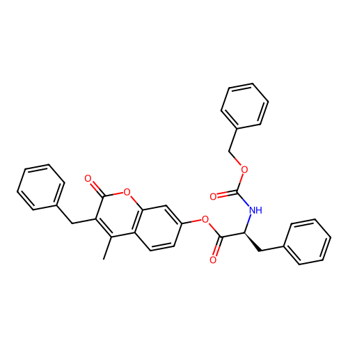 (S)-3-benzyl-4-methyl-2-oxo-2H-chromen-7-yl 2-(((benzyloxy)carbonyl)amino)-3-phenylpropanoate structure