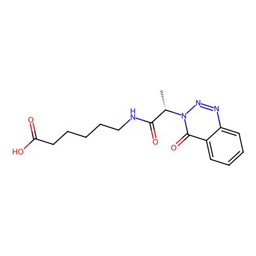 6-[[(2S)-1-oxo-2-(4-oxo-1,2,3-benzotriazin-3-yl)propyl]amino]hexanoic acid structure
