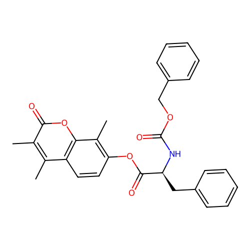 (S)-3,4,8-trimethyl-2-oxo-2H-chromen-7-yl 2-(((benzyloxy)carbonyl)amino)-3-phenylpropanoate structure