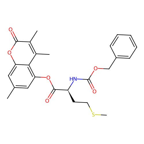 (S)-3,4,7-trimethyl-2-oxo-2H-chromen-5-yl 2-(((benzyloxy)carbonyl)amino)-4-(methylthio)butanoate structure