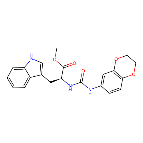 (S)-methyl 2-(3-(2,3-dihydrobenzo[b][1,4]dioxin-6-yl)ureido)-3-(1H-indol-3-yl)propanoate structure