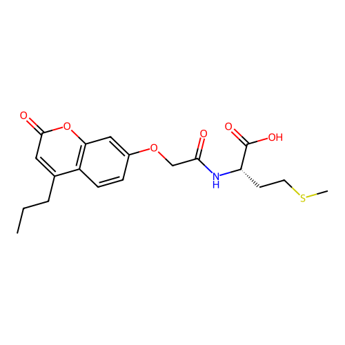 N-{[(2-oxo-4-propyl-2H-chromen-7-yl)oxy]acetyl}-L-methionine structure