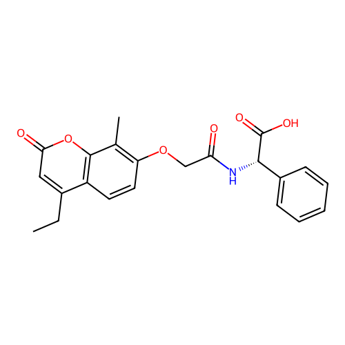 (S)-2-(2-((4-ethyl-8-methyl-2-oxo-2H-chromen-7-yl)oxy)acetamido)-2-phenylacetic acid structure