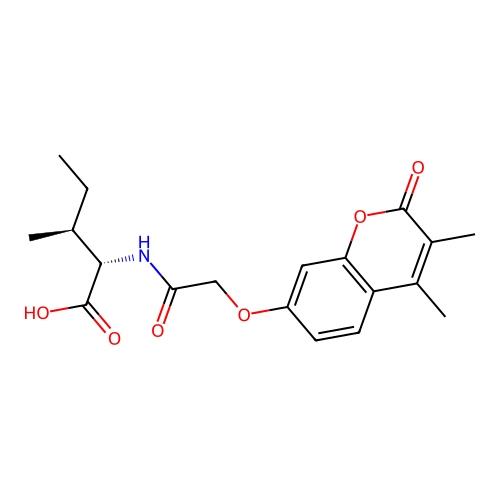 (2S,3S)-2-(2-((3,4-dimethyl-2-oxo-2H-chromen-7-yl)oxy)acetamido)-3-methylpentanoic acid structure