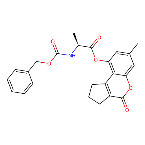 (S)-7-methyl-4-oxo-1,2,3,4-tetrahydrocyclopenta[c]chromen-9-yl 2-(((benzyloxy)carbonyl)amino)propanoate structure