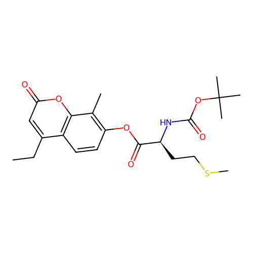 (S)-4-ethyl-8-methyl-2-oxo-2H-chromen-7-yl 2-((tert-butoxycarbonyl)amino)-4-(methylthio)butanoate structure