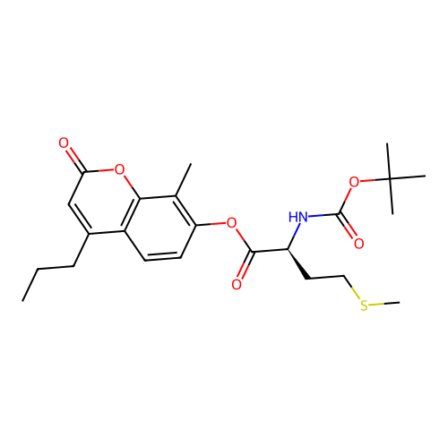 (S)-8-methyl-2-oxo-4-propyl-2H-chromen-7-yl 2-((tert-butoxycarbonyl)amino)-4-(methylthio)butanoate structure